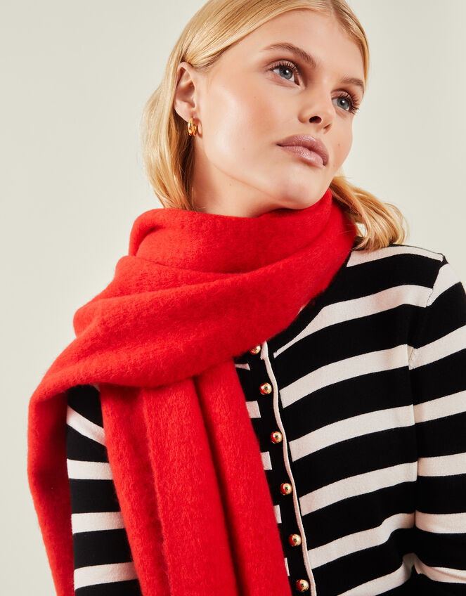 Plain Tassel Scarf, Red (RED), large