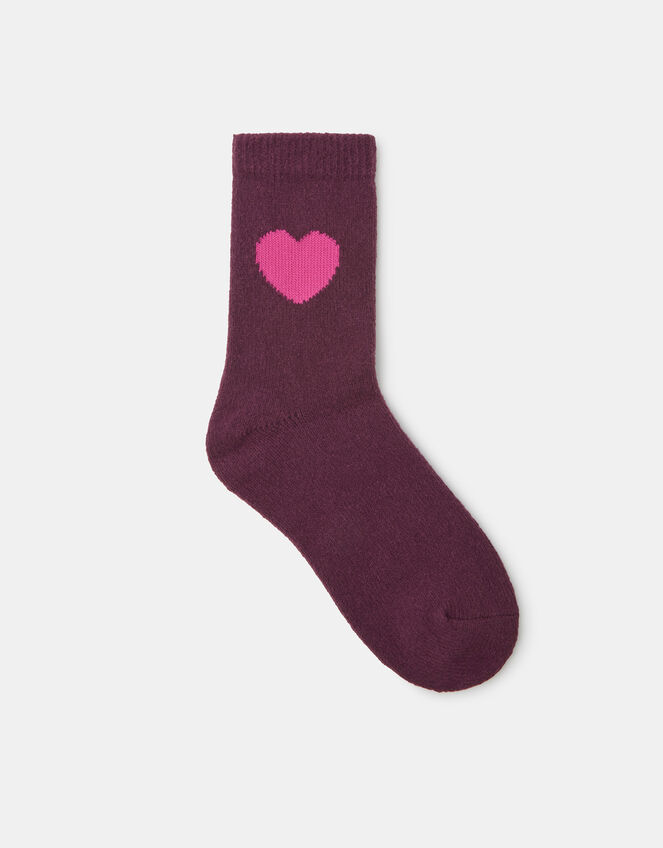 Heart Print Socks, Red (BURGUNDY), large