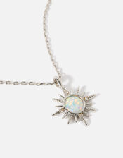 Platinum-Plated Opal Starburst Pendant Necklace, , large