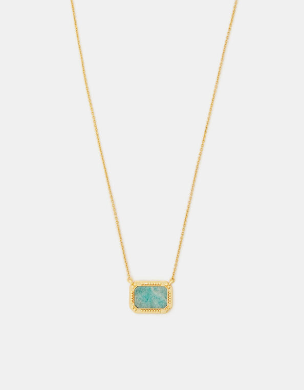 14ct Gold-Plated Amazonite Slice Pendant Necklace, , large