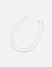 14ct Gold-Plated Layered Chain Necklace, , large
