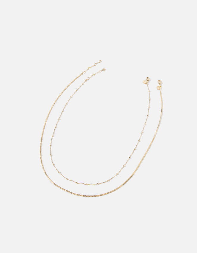 14ct Gold-Plated Layered Chain Necklace, , large