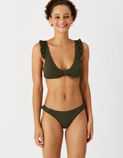 Textured Frill Bikini Top, Green (KHAKI), large