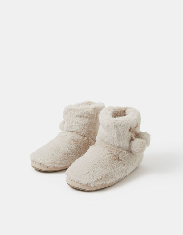 Faux Fur Boot Slippers, Natural (NATURAL), large