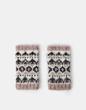 Embellished Fair Isle Fingerless Gloves, , large