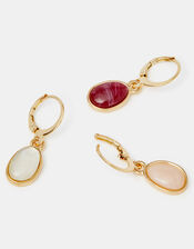 3-Pack Mini Resin Stone Hoop Earrings, , large