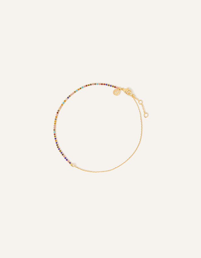 14ct Gold-Plated Rainbow Anklet, , large