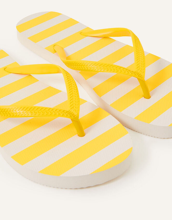 Stripe Flip Flops , Yellow (YELLOW), large