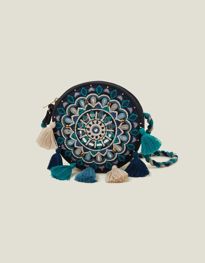 Round Tassel Cross-Body Bag, , large