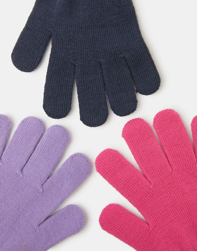 3-Pack Girls Plain Gloves, Multi (PASTEL MULTI), large
