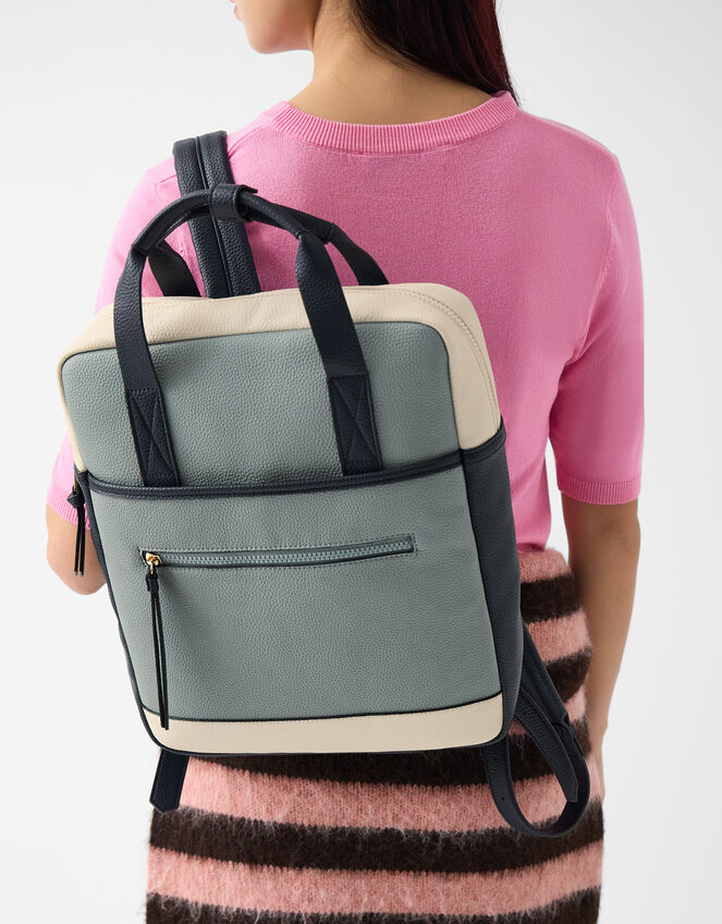 Faux Leather Backpack, Blue (BLUE), large