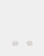 Sterling Silver Square Crystal Stud Earrings, , large