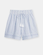 Stripe Cotton Shorts, Blue (BLUE), large