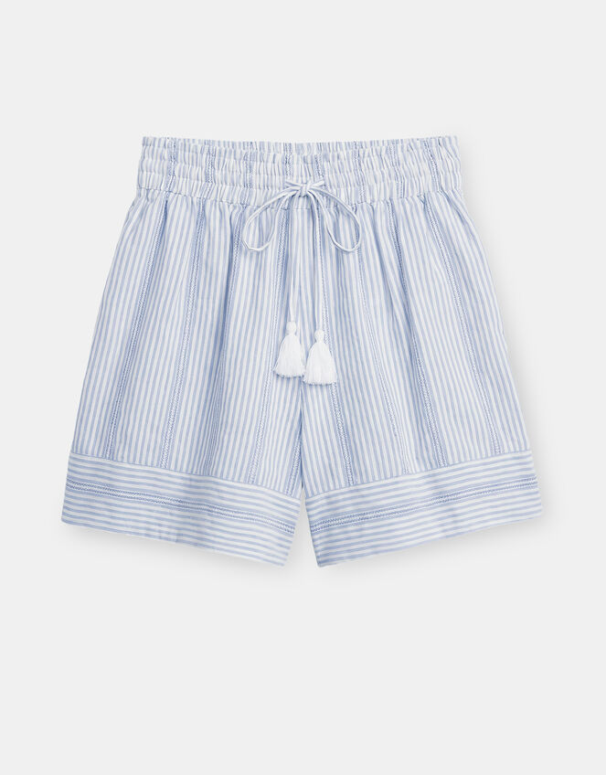 Stripe Cotton Shorts, Blue (BLUE), large