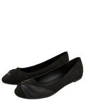 Twist Ballerina Flat Shoes, Black (BLACK), large