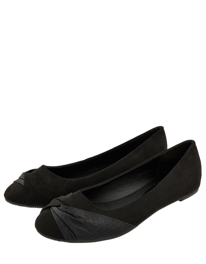 Twist Ballerina Flat Shoes, Black (BLACK), large