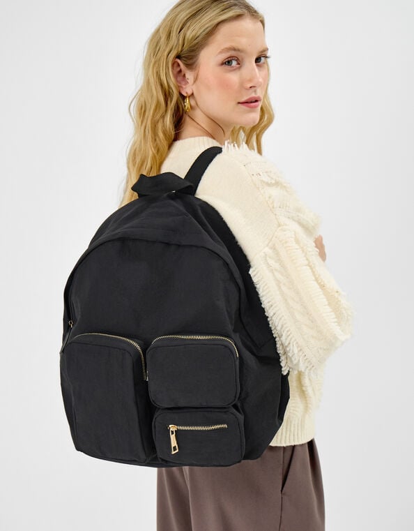 Multi-Pocket Nylon Backpack, , large