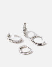 Platinum-Plated Earrings Set of Two, , large