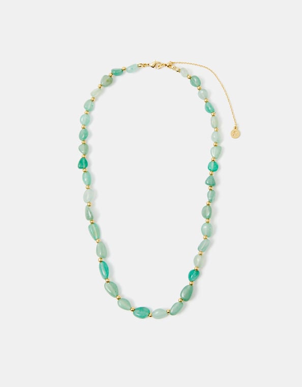 14ct Gold-Plated Aventurine Stone Necklace, , large