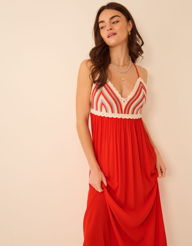 Stripe Crochet Midi Dress, Multi (BRIGHTS MULTI), large