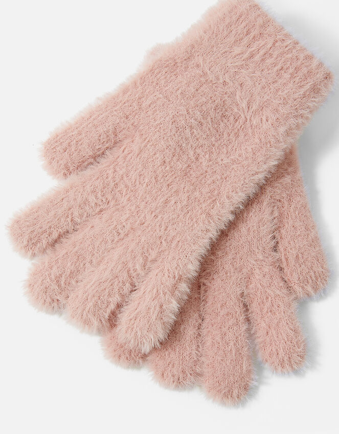 Super-Stretch Fluffy Knit Gloves, Pink (PALE PINK), large