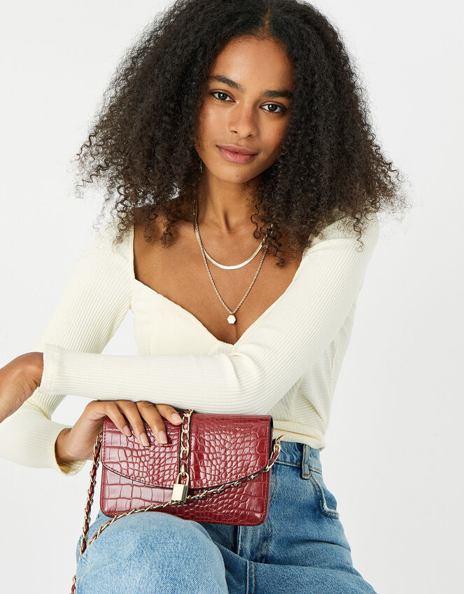 Alicia Padlock Cross-Body Bag, Red (RED), large