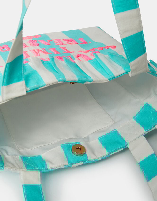 Girls Summer Time Stripe Tote Bag, , large