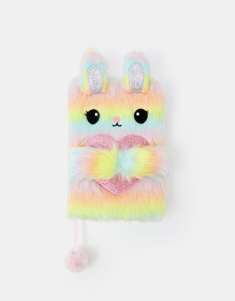 Girls Ombré Fluffy Bunny A5 Notebook, , large