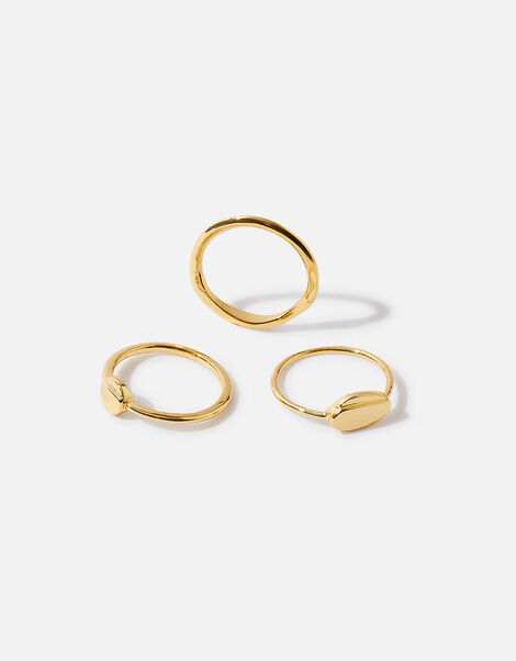 Gold-Plated Signet Stacking Rings Gold, Gold (GOLD), large