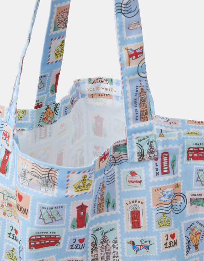 London Stamp Print Cotton Shopper Bag, , large