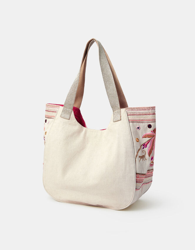 Palm Mirror Embellished Tote Bag, , large