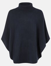Cosy Knit Poncho, Blue (NAVY), large