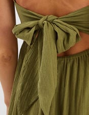Tie-Back Sleeveless Maxi Dress, Green (KHAKI), large