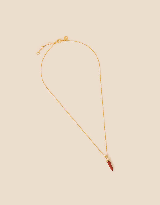 14ct Gold-Plated Jasper Shard Pendant Necklace, , large