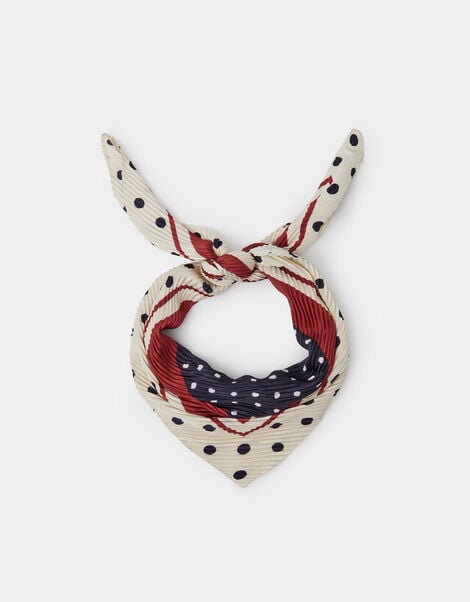 Polka Dot Crinkle Square Satin Scarf, , large