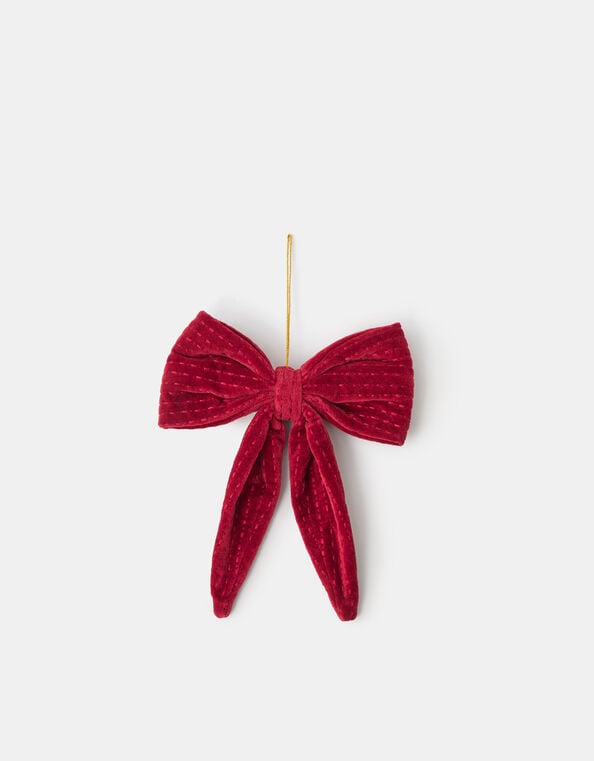 Large Embroidered Velvet Bow Christmas Tree Decoration, , large