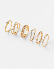Pave Stacking Rings 6 Pack, White (CRYSTAL), large