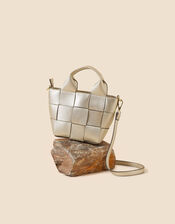 Metallic Weave Handheld Bag, , large