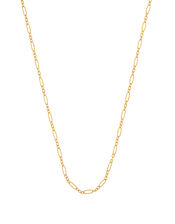 Gold-Plated Mixed Link Chain Necklace, , large