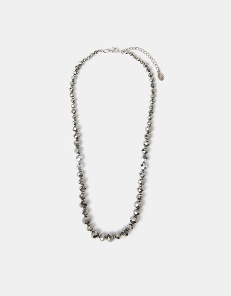Metallic Facet Beaded Necklace, , large