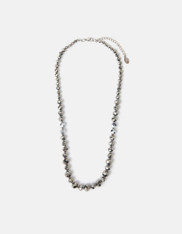 Metallic Facet Beaded Necklace, , large