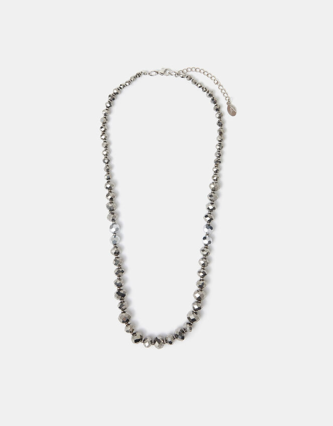 Metallic Facet Beaded Necklace, , large