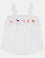 Sea Life Embroidered Cami Top, White (WHITE), large