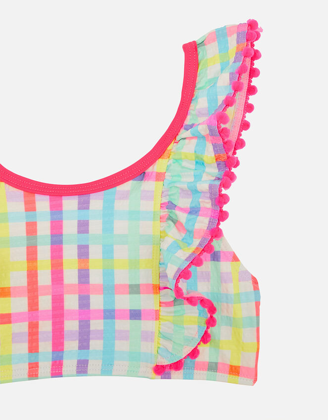Girls Rainbow Check Bikini Set, Multi (BRIGHTS-MULTI), large