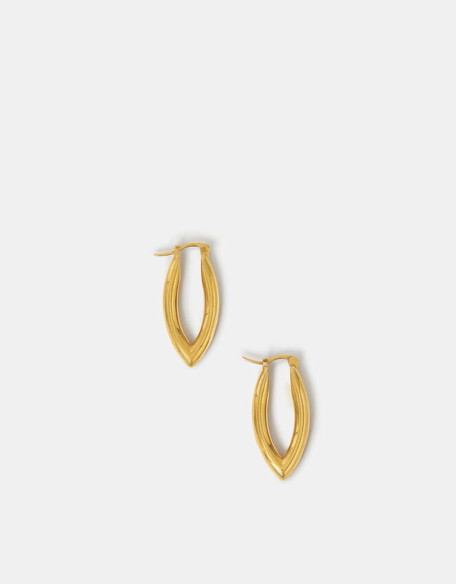 14ct Gold-Plated V-Shaped Hoop Earrings, , large
