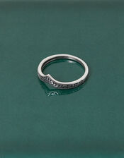 Sterling Silver Oxidised V-Shape Band Ring, Silver (ST SILVER), large