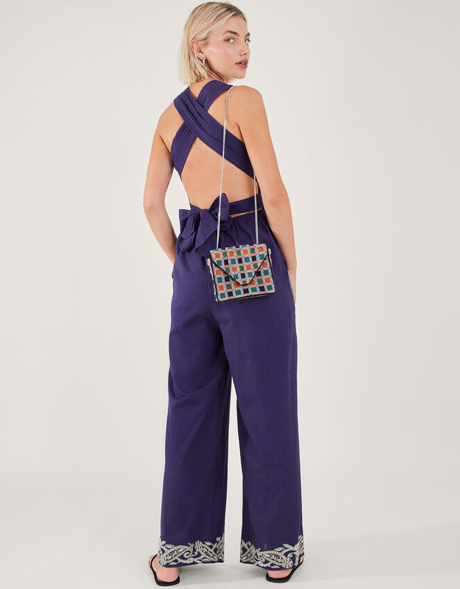Embroidered Hem Multiway Jumpsuit , Blue (NAVY), large