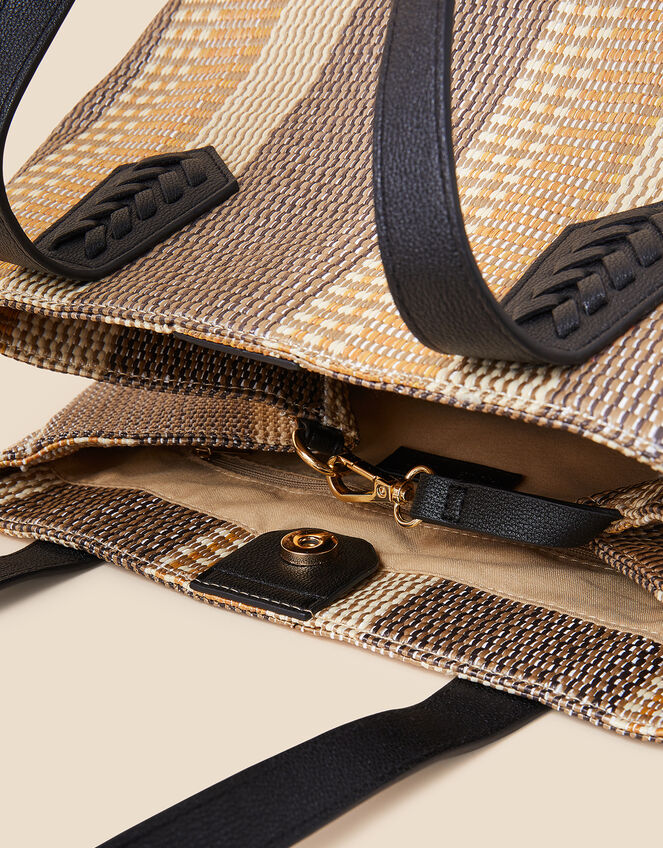 Raffia Large Stripe Shoulder Bag, , large