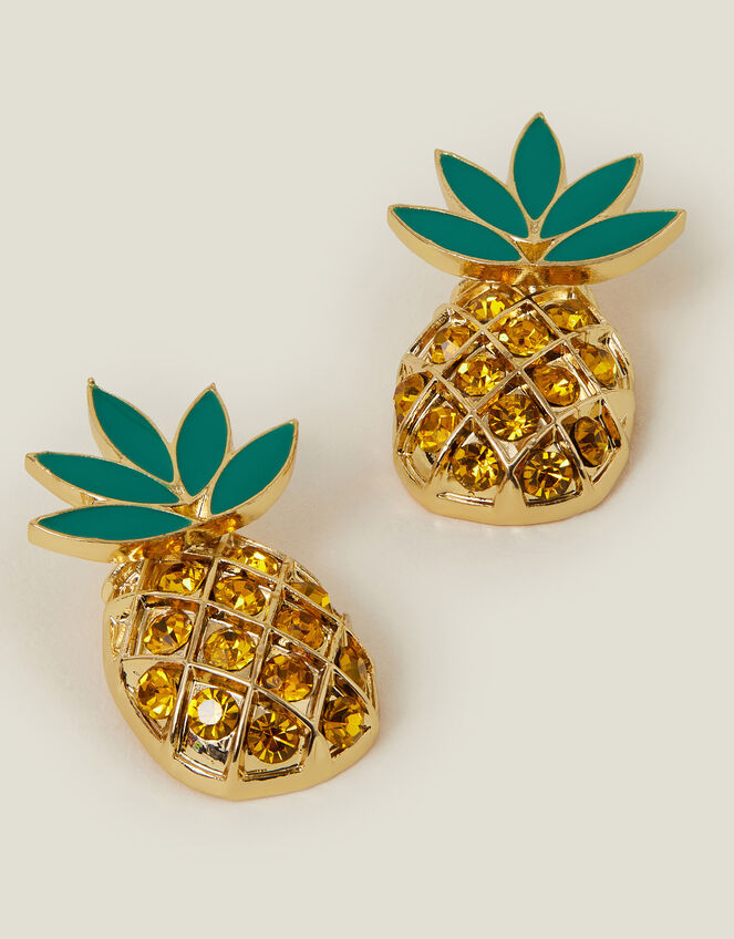 Gem Pineapple Stud Earrings, , large