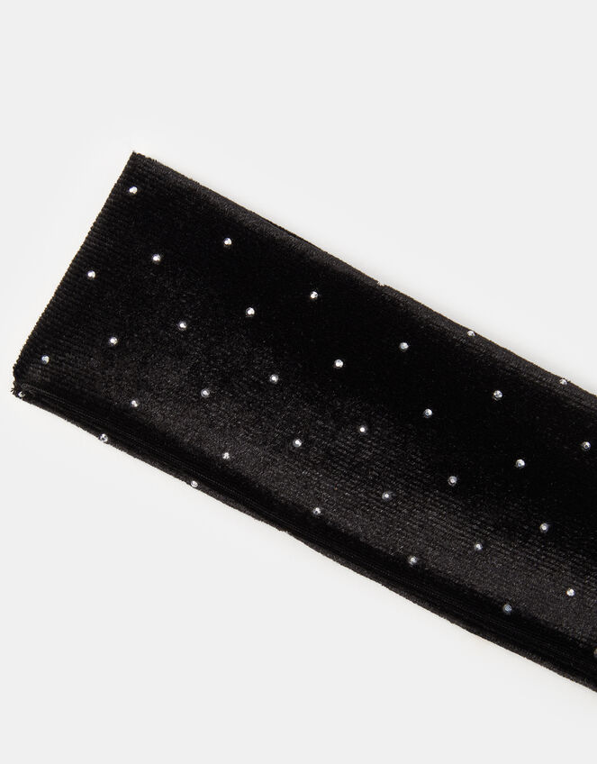 Rhinestone Velvet Bando Headband, , large